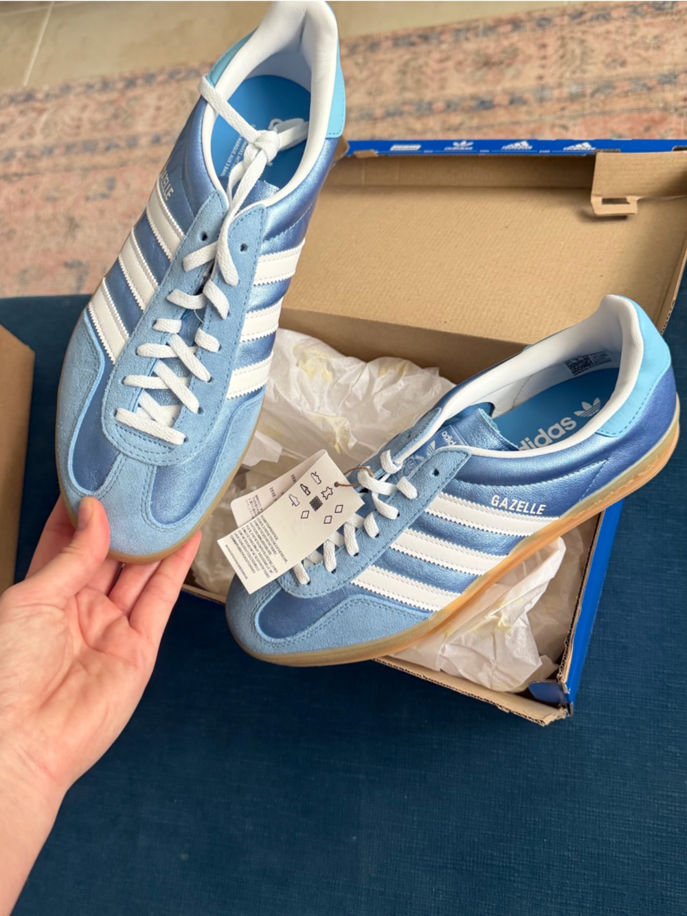 adidas Blue & White Gazelle Indoor Shoe Box